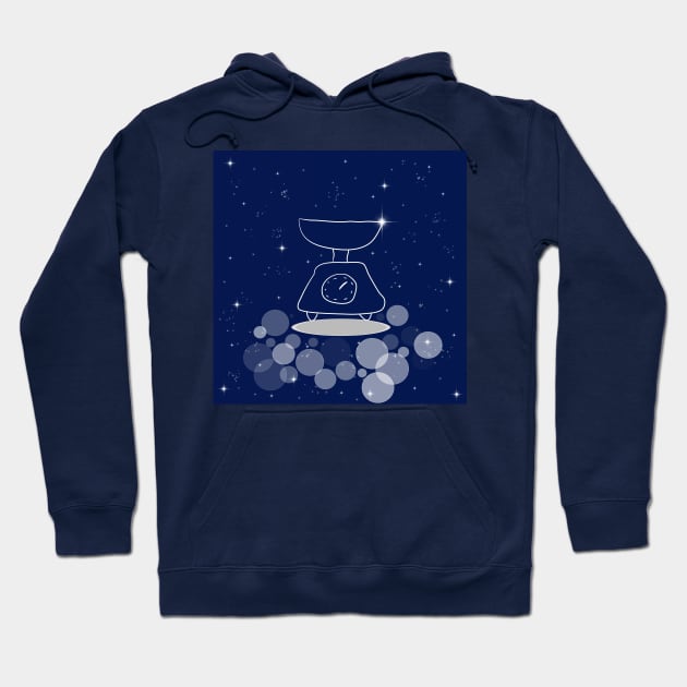 Scales, balance, weighing, illustration, night, modern, technology, light, shine, glitter, stars, space, galaxy, Hoodie by grafinya